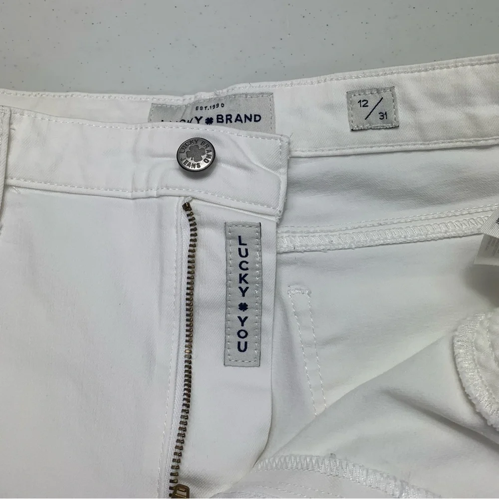 Lucky Brand White Ava Skinny Mid rise Denim Ankle Raw Hem  Jeans-Size 12/31 - Picture 15 of 15